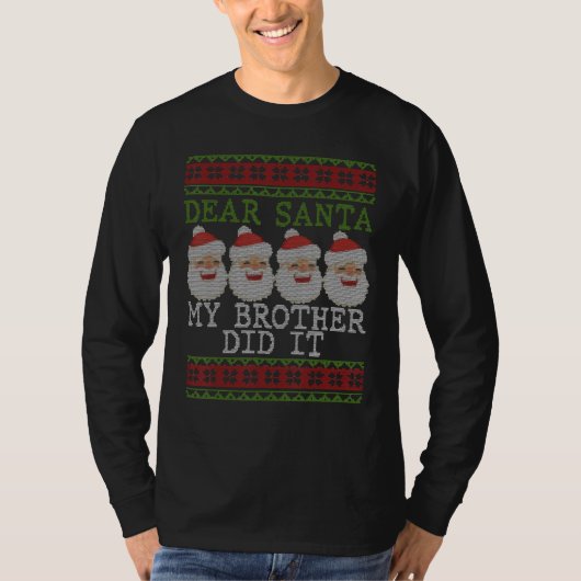 Funny Kerstpyjama Beste Santa Mijn broer T-shirt (Voorkant)