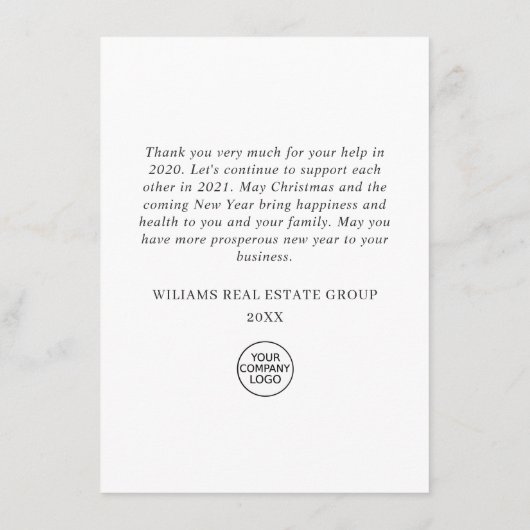 Funny Kerstreindeer Corporate Holiday Bedankkaart (Achterkant)