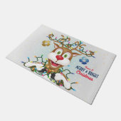Funny Kerstreindeer Holiday Deurmat (Schuin)