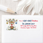 Funny Kerstreindeer Holiday Etiket (Insitu)