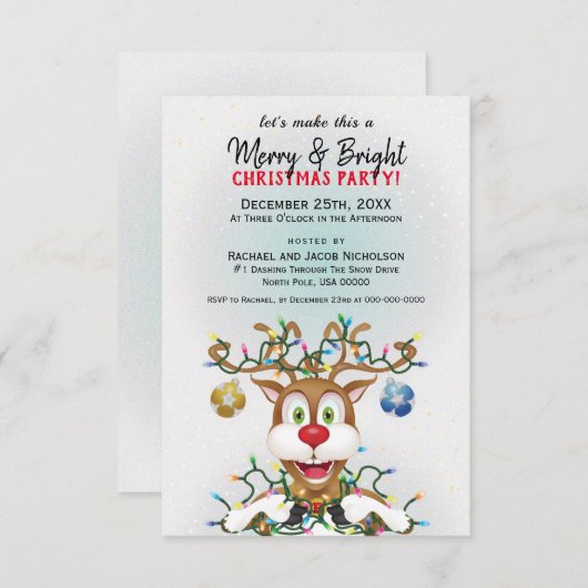 Funny Kerstreindeer Holiday Kaart (Voorkant / Achterkant)