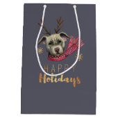 Funny Kerstreindeer Pit Bull Dog Medium Cadeauzakje (Achterkant)