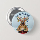 Funny Kerstrenindeer Holiday Cheer Ronde Button 5,7 Cm (Voorkant /achterkant)