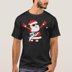 Funny KerstRock in Roll Santa Guitar T-shirt