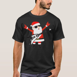 Funny KerstRock in Roll Santa Guitar T-shirt