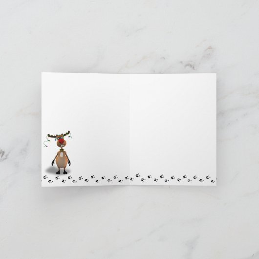 Funny Kerstroodbruine rendierfeestkaart Feestdagen Kaart (Binnen)
