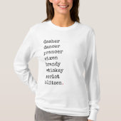 Funny KerstSanta Alcohol Reindeer Names T-shirt (Voorkant)