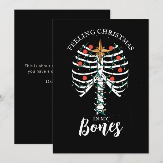 Funny Kerstskeleton Holiday Kaart (Voorkant / Achterkant)