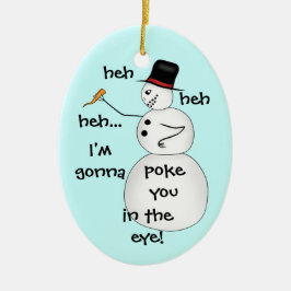 Funny Kerstsneeuwman Keramisch Ornament