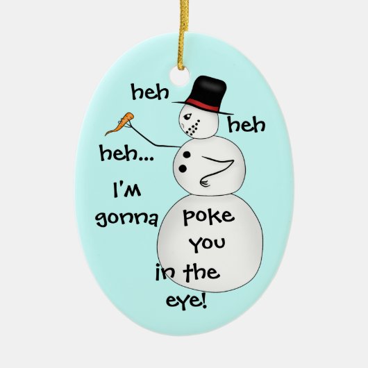 Funny Kerstsneeuwman Keramisch Ornament (Voorkant)