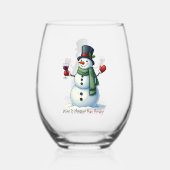 Funny Kerstsnewman Holiday Wijnglas Zonder Voet (Voorkant)