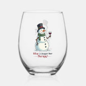 Funny Kerstsnewman Holiday Wijnglas Zonder Voet (Voorkant)