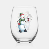 Funny Kerstsnewman Holiday Wijnglas Zonder Voet (Achterkant)