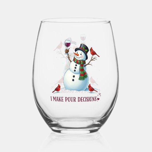 Funny Kerstsnewman Holiday Wijnglas Zonder Voet (Voorkant)