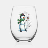 Funny Kerstsnewman Holiday Wijnglas Zonder Voet (Voorkant)