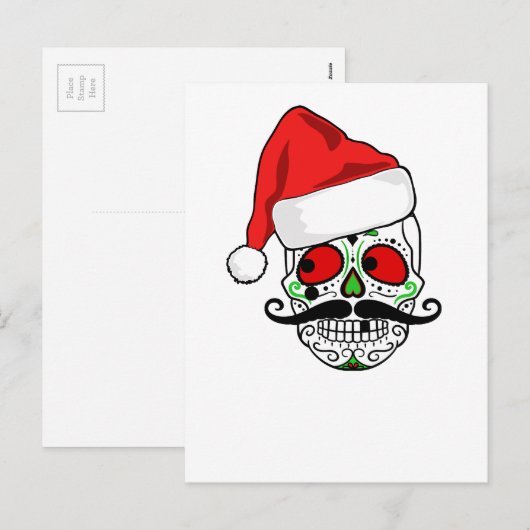 Funny kerstSugar Skull Feestdagenkaart (Voorkant / Achterkant)