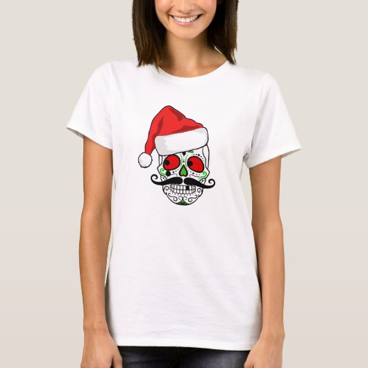 Funny kerstSugar Skull T-shirt (Voorkant)