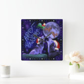 Funny KerstWolf Pun Animal Humor Vierkante Klok (Huis)
