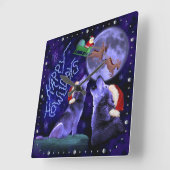 Funny KerstWolf Pun Animal Humor Vierkante Klok (Hoek)