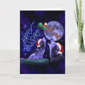 Funny KerstWolf Pun Happy Howlidays Aangepast Feestdagen Kaart (Voorkant)