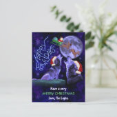 Funny KerstWolf Pun Happy Howlidays Aangepast Feestdagenkaart (Staand voorkant)