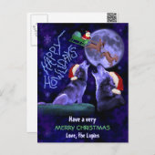 Funny KerstWolf Pun Happy Howlidays Aangepast Feestdagenkaart (Voorkant / Achterkant)