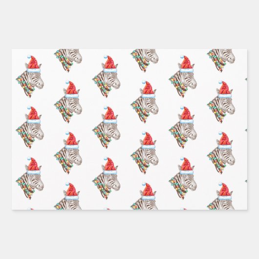 Funny kerstZebra Trio Inpakpapier Vel (Voorkant 3)