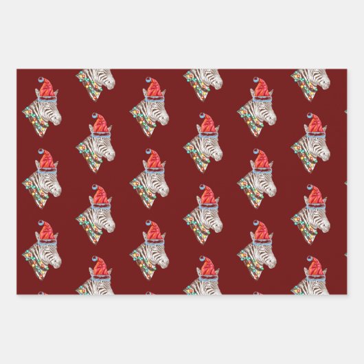 Funny kerstZebra Trio Inpakpapier Vel (Voorkant 2)