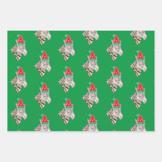 Funny kerstZebra Trio Inpakpapier Vel (Voorkant)