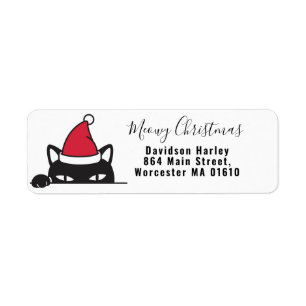 Funny Kerstzwarte kat Etiket