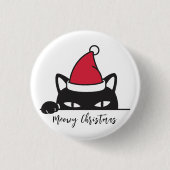 Funny Kerstzwarte kat Ronde Button 3,2 Cm (Voorkant)