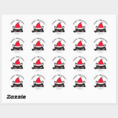 Funny Kerstzwarte kat Ronde Sticker (Vel)