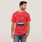 Funny Kerstzwarte kat T-shirt (Voorkant volledig)