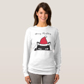Funny Kerstzwarte kat T-shirt (Voorkant volledig)