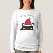 Funny Kerstzwarte kat T-shirt (Voorkant)