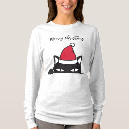 Funny Kerstzwarte kat T-shirt