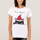 Funny Kerstzwarte kat T-shirt (Voorkant)
