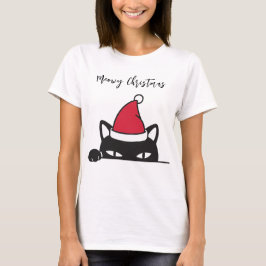 Funny Kerstzwarte kat T-shirt