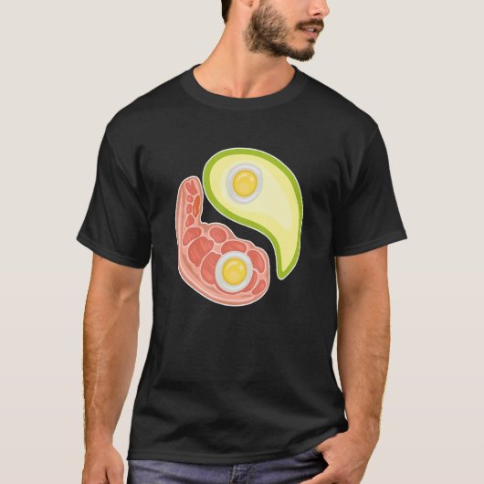 Funny Keto Diet Meat Eggs Avocado Ying Yang Zen Sy T-shirt (Voorkant)