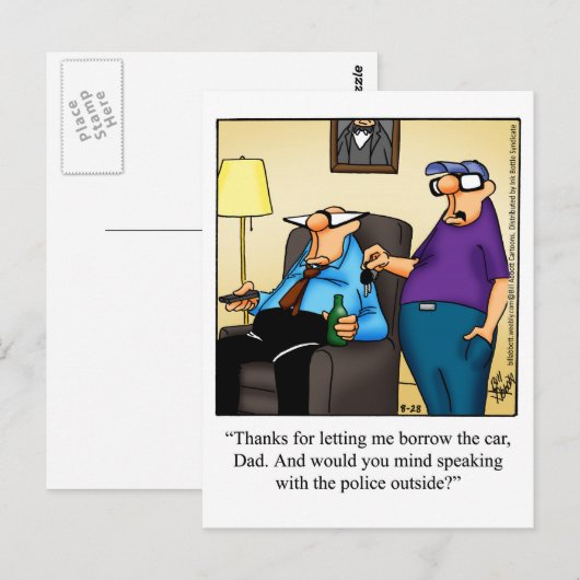 Funny "Keys to the Car" Briefkaart "spectickles" (Voorkant / Achterkant)