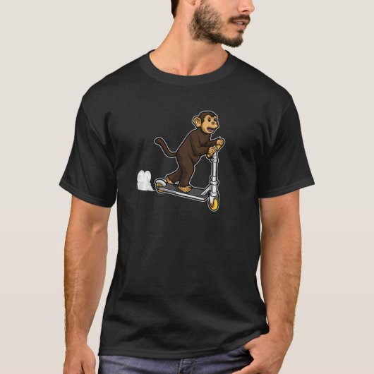 Funny Kick Scooter Monkey E scooting Ride Funny Ri T-shirt (Voorkant)