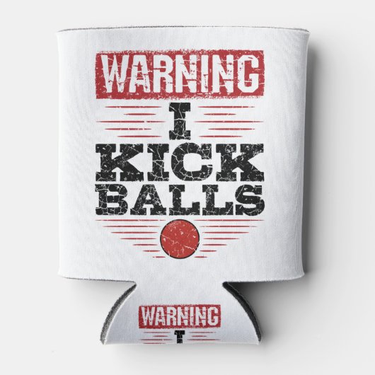 Funny Kickball Warning I Kick Balls Blikjeskoeler (Voorkant)