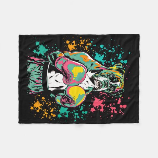 Funny Kickboxing Or Boxing Boxer Dog _1  Fleece Deken (Voorkant (Horizontaal))