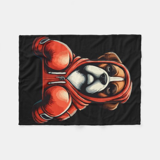 Funny Kickboxing Or Boxing Boxer Dog Fleece Deken (Voorkant (Horizontaal))