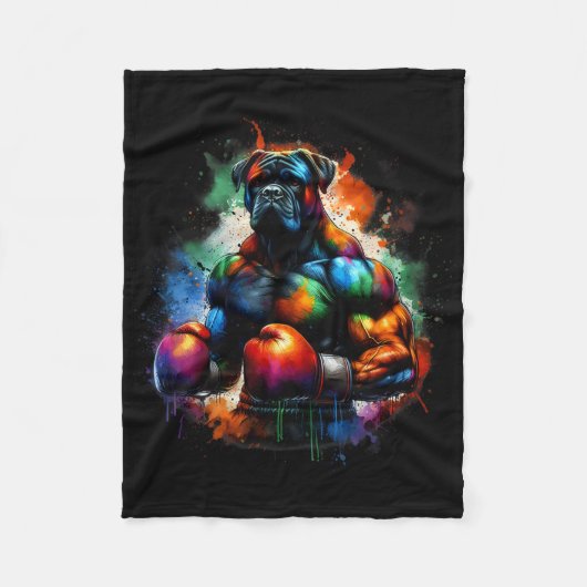 Funny Kickboxing Or Boxing Boxer Dog Paint Splash  Fleece Deken (Voorkant)