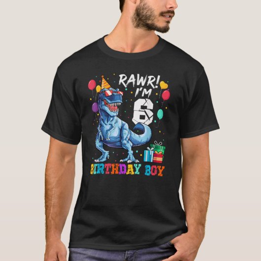 Funny Kids 6 Years Old Happy 6th Birthday Boy T Re T-shirt (Voorkant)