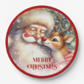 Funny Kids Santa Rudolph Holiday Party Plates Papieren Bordje (Voorkant)