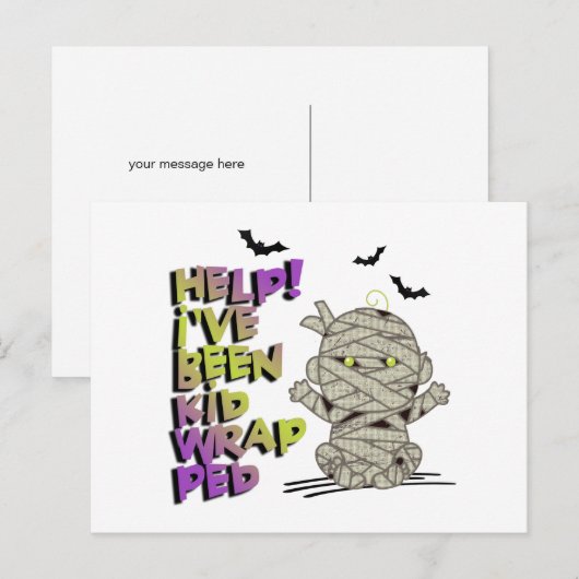 Funny Kidwrapped Mummy Baby Green ID683 Briefkaart (Voorkant / Achterkant)