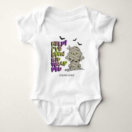 Funny Kidwrapped Mummy Baby Green ID683 Romper (Voorkant)
