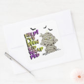 Funny Kidwrapped Mummy Baby Green/Paars ID683 Vierkante Sticker (Envelop)